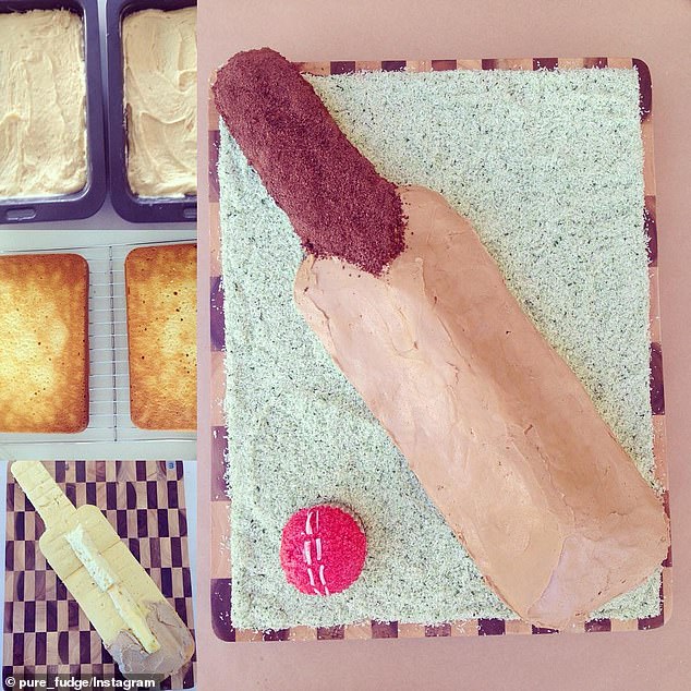 The cricket bat cake was hugely popular for sporty young boys enjoying a birthday (pictured)