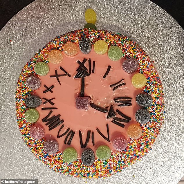 The clock cake was easy to decorate and was arranged in an ordinary circle (pictured)