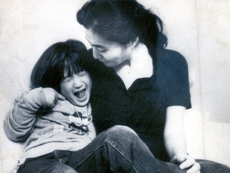 Happy family: Yoko Ono and son Sean aged six