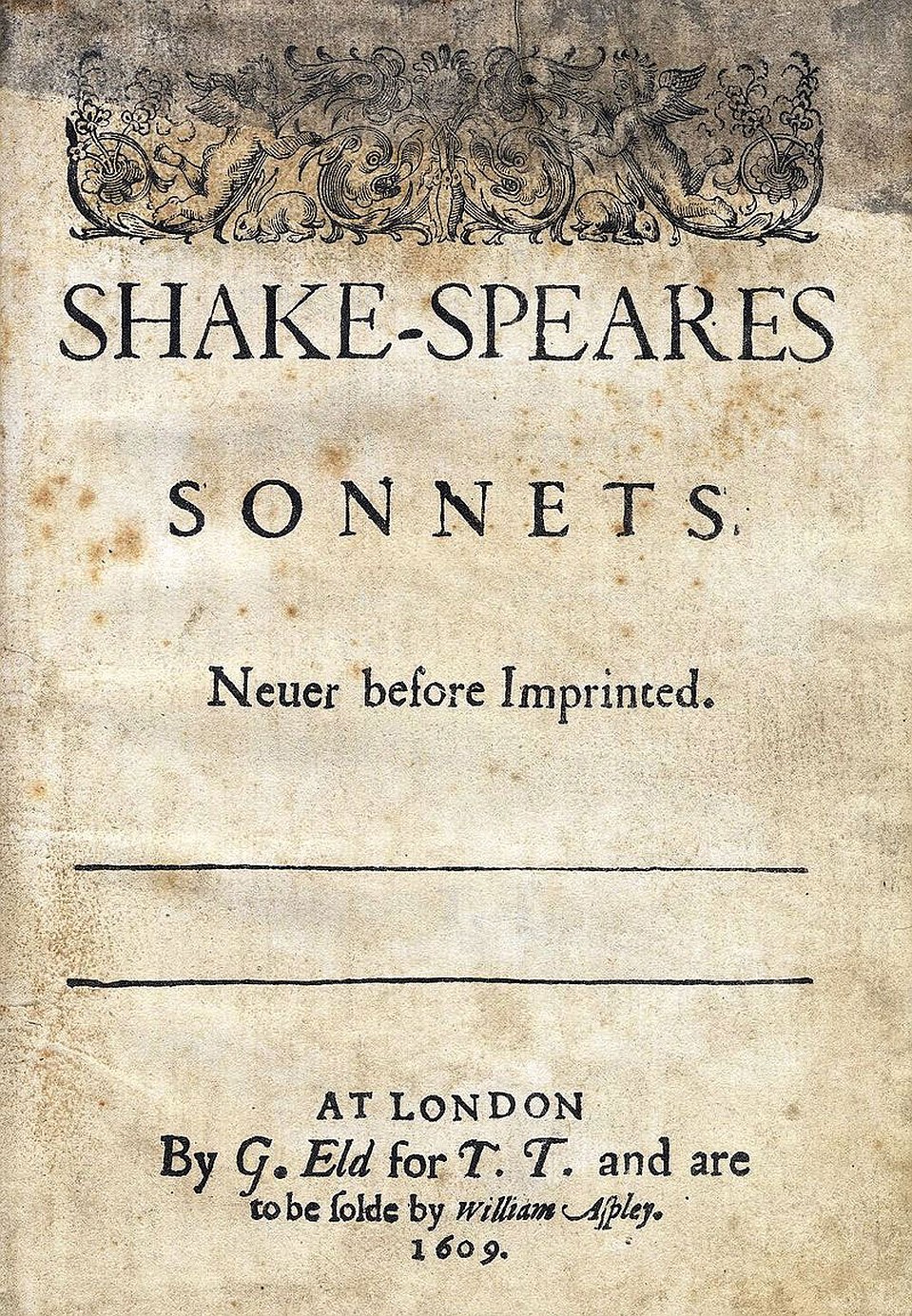 Титульная страница издания сонетов Шекспира 1609 года. Фото: ru.wikipedia.org