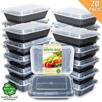 Enther Meal Prep Containers [20 Pack] Single 1 Compartment with Lids, Food Storage Bento Box 