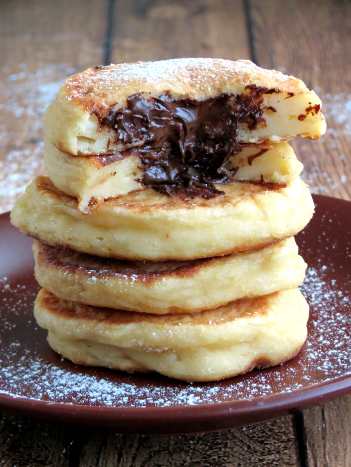 Try this chocolate-filled version of the famous Russian Syrniki (cottage cheese pancakes). They make a perfect breakfast, lunch, or dessert! 